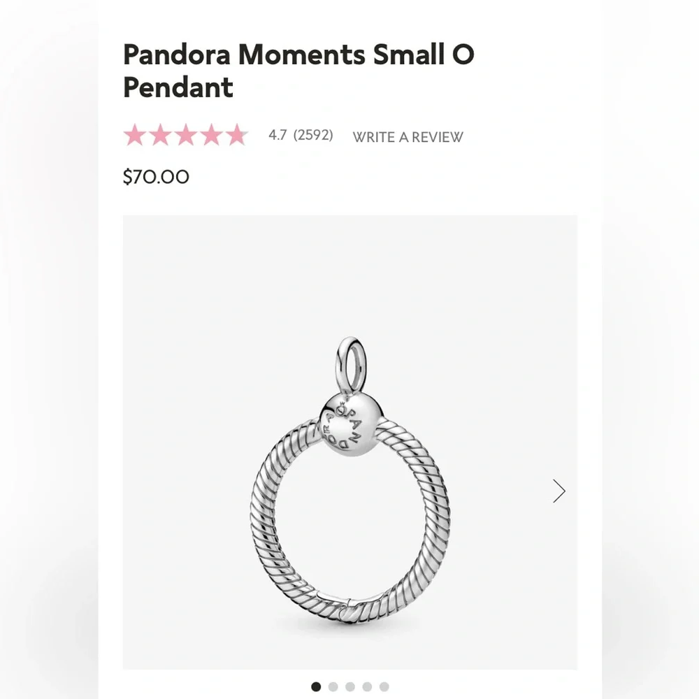 Pandora Necklace with 3 charms. Wore only a few times. Looks brand new. - Picture 3 of 7